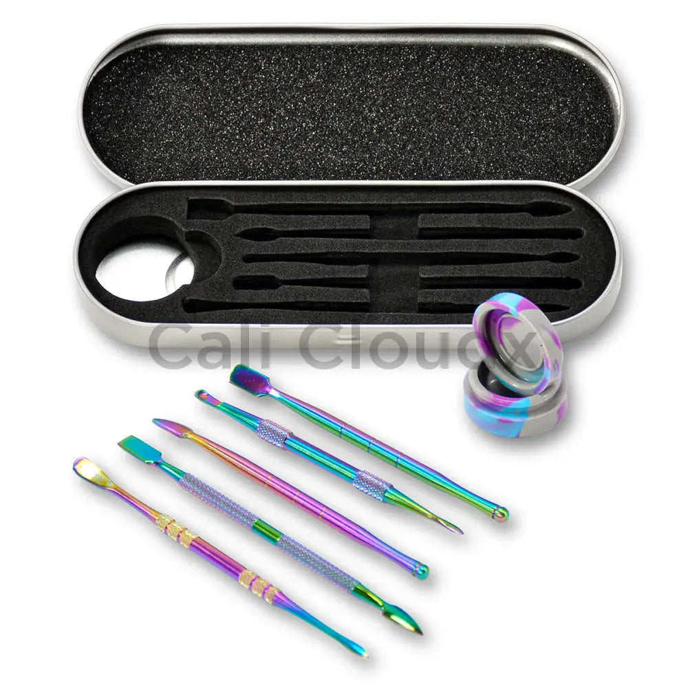 5 Different Metal Dabber Kit With Silicone Jar- Electro Plated